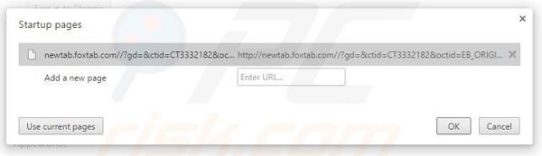 Eliminando search.foxtab.com de la página de inicio de Google Chrome
