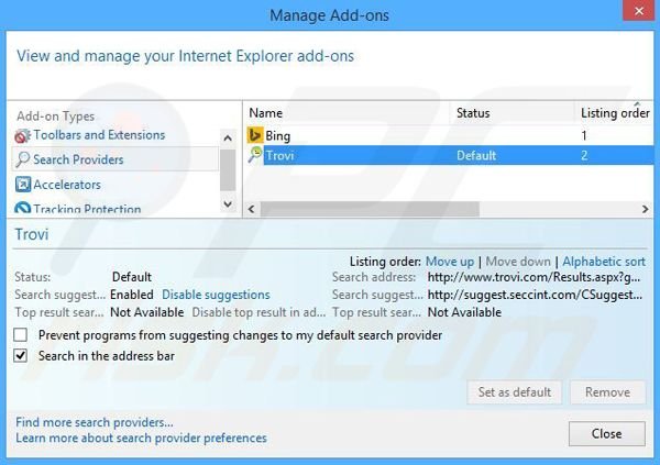 Eliminar search.foxtab.com del motor de búsqueda por defecto de Internet Explorer
