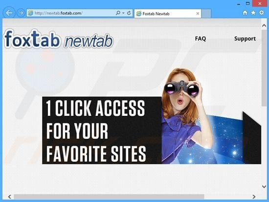 sitio web que promociona el secuestrador de navegadores search.foxtab.com