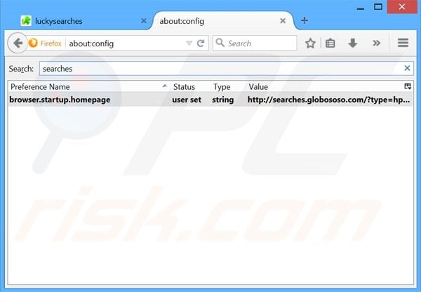 Eliminar searches.globososo.com del motor de búsqueda por defecto de Mozilla Firefox 
