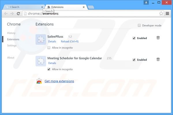 Eliminando las extensiones relacionadas con i-search.us.com de Google Chrome