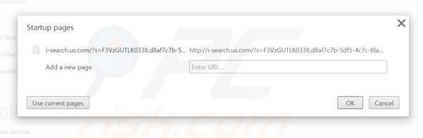 Eliminando i-search.us.com de la página de inicio de Google Chrome