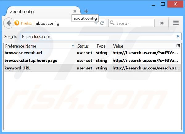 Eliminar i-search.us.com del motor de búsqueda por defecto de Mozilla Firefox 