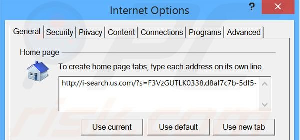 Eliminando i-search.us.com de la página de inicio de Internet Explorer