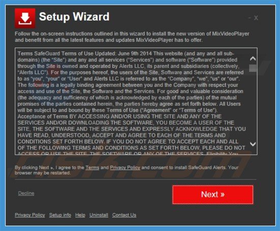 instalador del programa publicitario SafeGuard