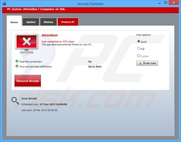 falso antivirus security defender