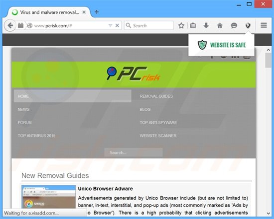 captura de pantalla del software publicitario Web Protector