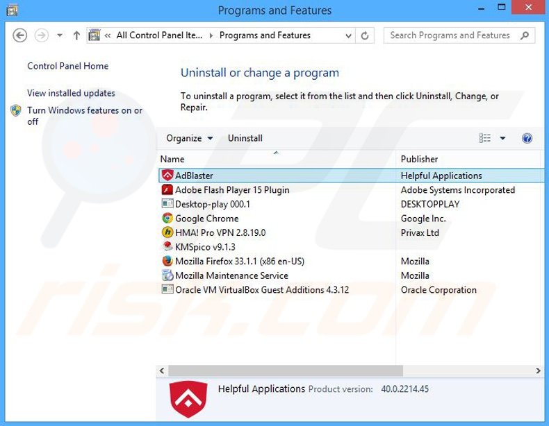 desinstalar Ad Blaster del Panel de control