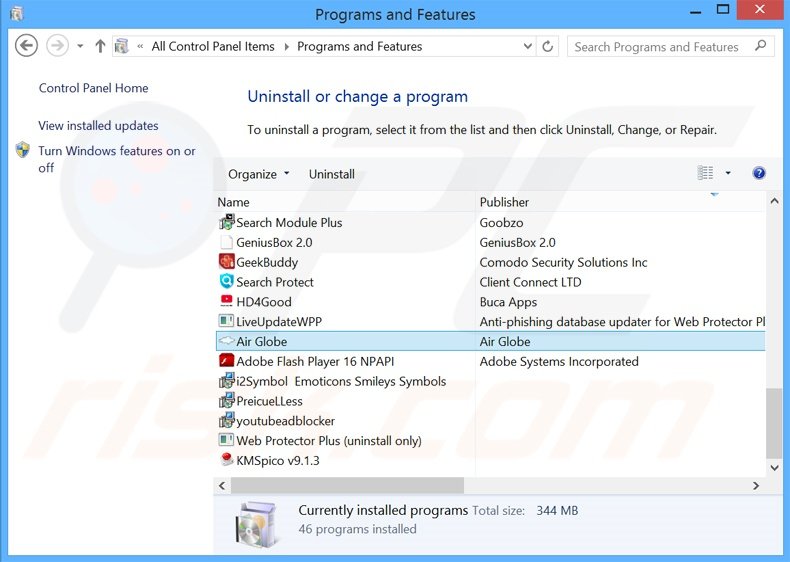 desinstalar el adware Dragon Branch del Panel de control