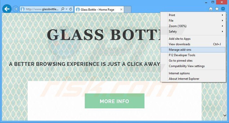 Eliminando los anuncios de glass bottle de Internet Explorer paso 1