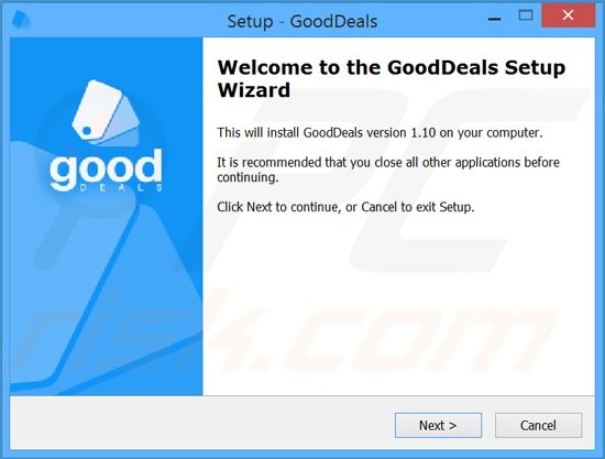 Instalador usado para la distribución del software publicitario GoodDeals