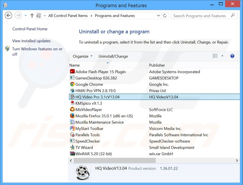 desinstalar HQ Video Pro del Panel de control