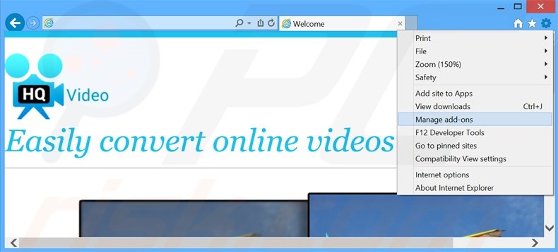 Eliminando los anuncios de HQCinema Pro de Internet Explorer paso 1