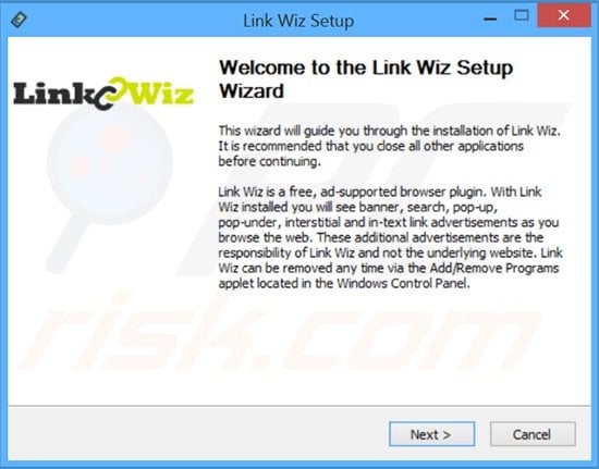 Instalador del software publicitario LinkWiz