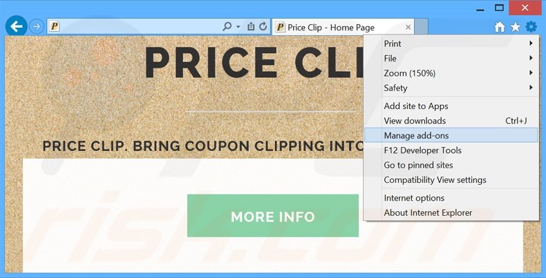 Eliminando los anuncios de Price Clip de Internet Explorer paso 1