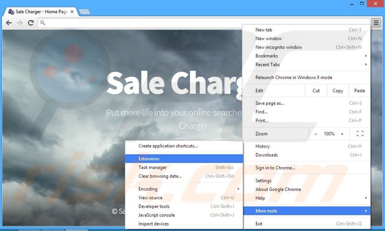 Eliminando los anuncios de Sale Charger de Google Chrome paso 1