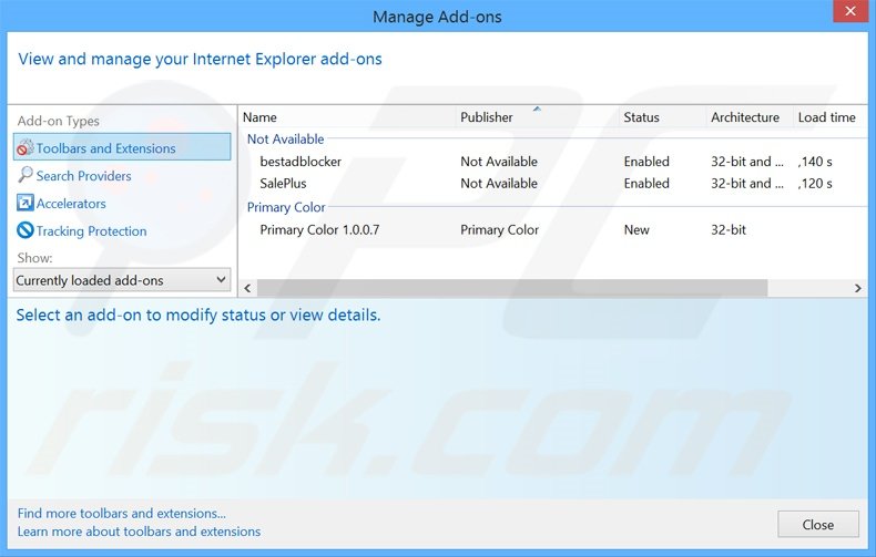 Eliminando los anuncios de Sale Charger de Internet Explorer paso 2