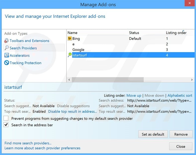 Eliminar search.webssearches.com del motor de búsqueda por defecto de Internet Explorer