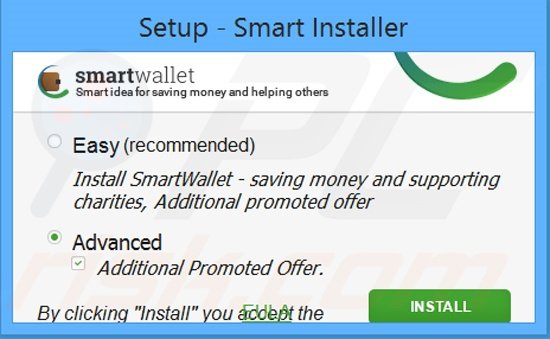 Instalador usado para distribuir el software publicitario SmartWallet