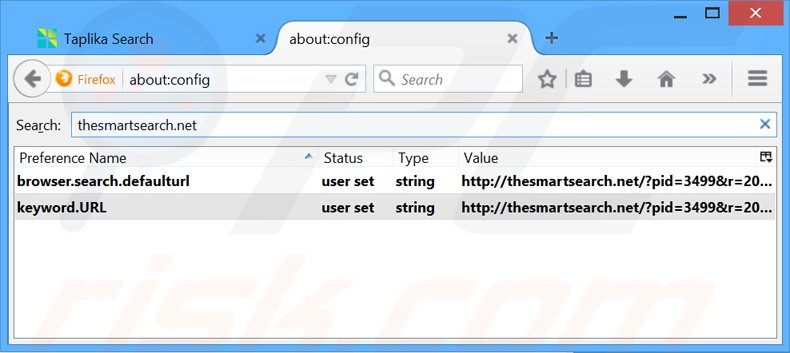 Eliminar thesmartsearch.net del motor de búsqueda por defecto de Mozilla Firefox 