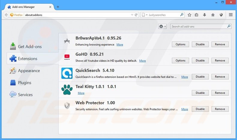 Eliminando el software publicitario relacionado con WeatherBug de Mozilla Firefox paso 2