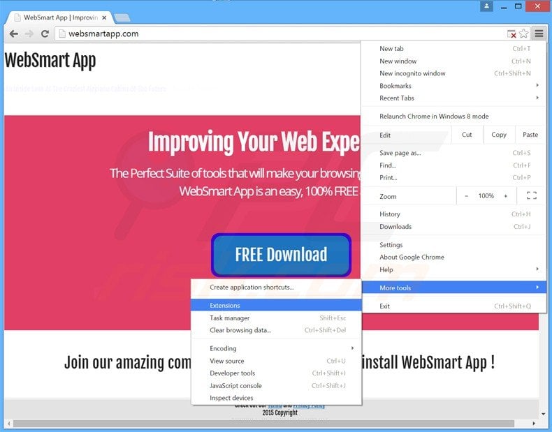 Eliminando la aplicación websmart app de Google Chrome paso 1