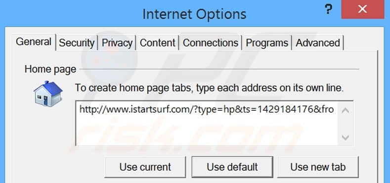 Eliminando la URL de xtab de la página de inicio de Internet Explorer