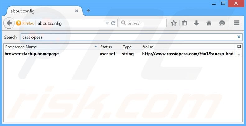 Eliminar cassiopesa.com del motor de búsqueda por defecto de Mozilla Firefox