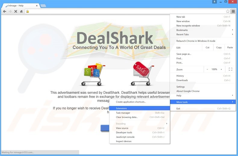 Eliminando los anuncios DealShark de Google Chrome paso 1