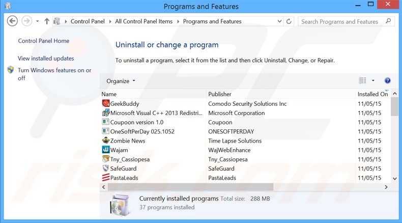 desinstalar el adware DealShark del Panel de control