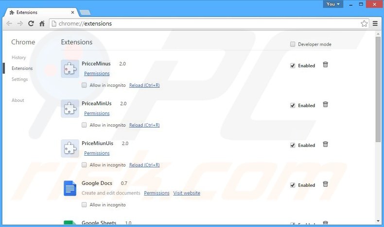 Eliminando los anuncios de Desktop Search de Google Chrome paso 2