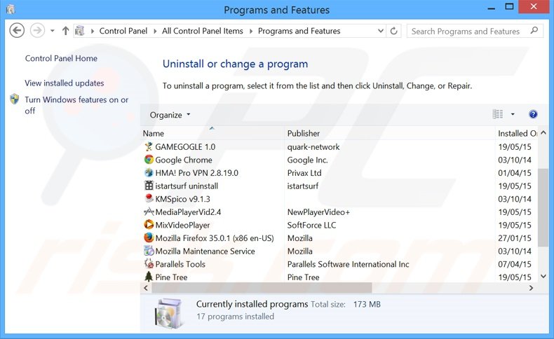 desinstalar el secuestrador de navegadores netmahal.com desde el Panel de control