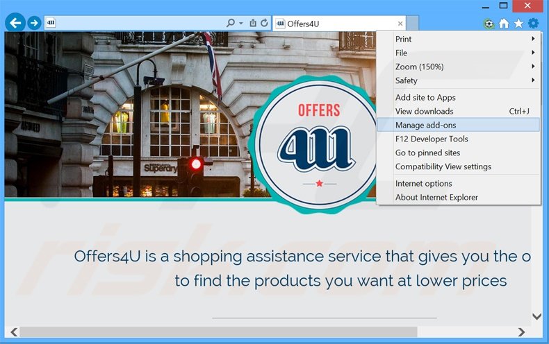 Eliminando los anuncios de Offers4U de Internet Explorer paso 1