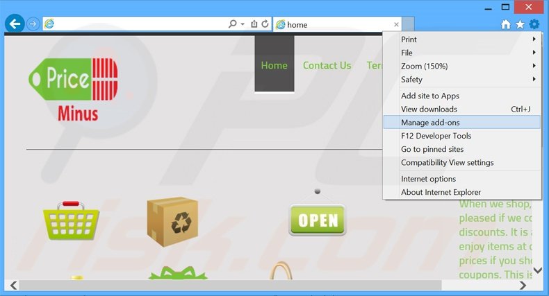 Eliminando los anuncios de PriceMinus de Internet Explorer paso 1