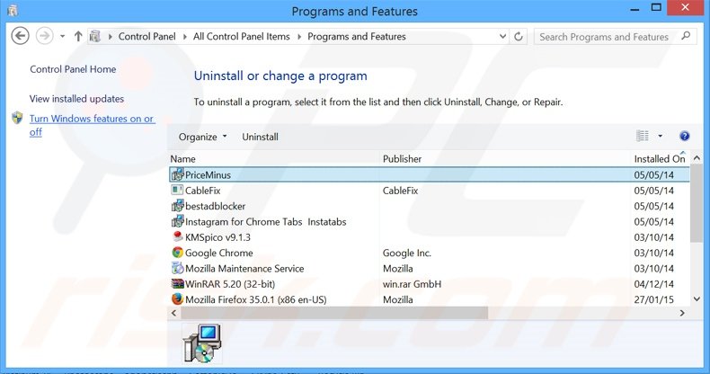 desinstalar el adware PriceMinus del Panel de control