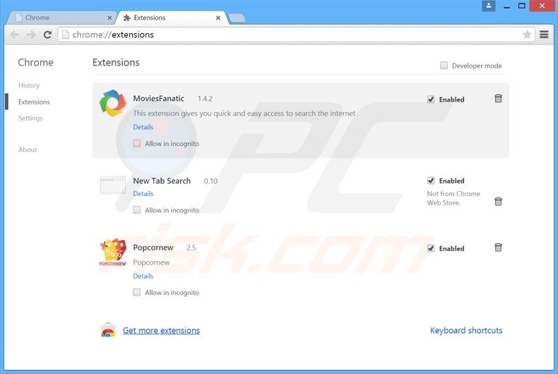 Eliminando los anuncios Shopsafer de Google Chrome paso 2