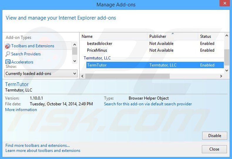 Eliminando los anuncios de SuperClick de Internet Explorer paso 2