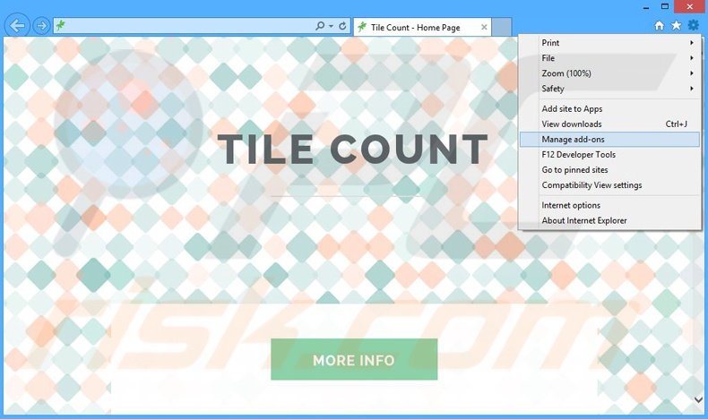 Eliminando los anuncios de Tile Count de Internet Explorer paso 1