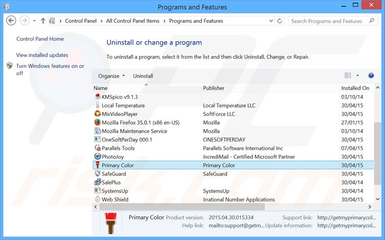 desinstalar Tile Count del Panel de control