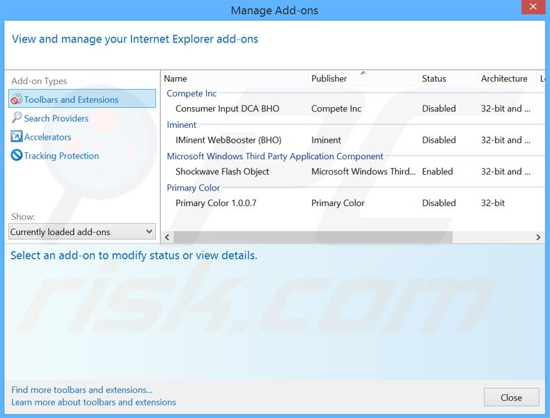 Eliminando los anuncios de Windesk Winsearch de Internet Explorer paso 2