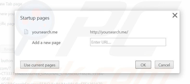 Eliminando yousearch.me de la página de inicio de Google Chrome
