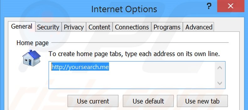 Eliminando yousearch.me de la página de inicio de Internet Explorer