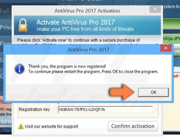 proceso de registro de AntiVirus Pro 2017 paso 3