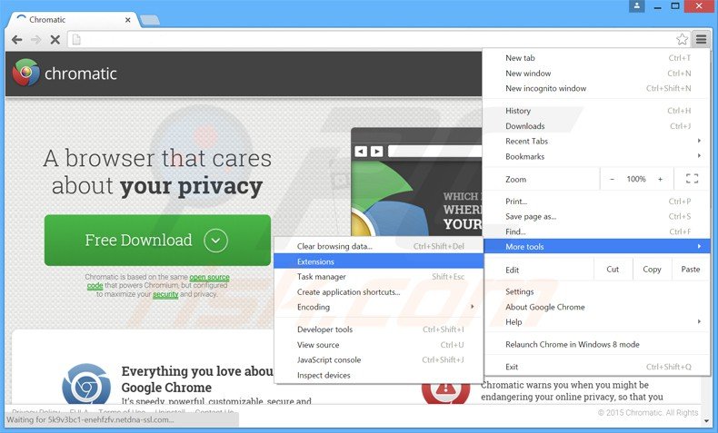 Eliminando los anuncios Chromatic de Google Chrome paso 1