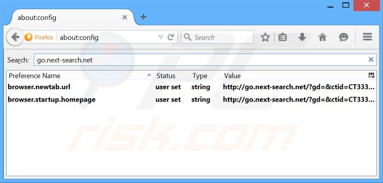 Eliminar go.next-search.net del motor de búsqueda por defecto de Mozilla Firefox