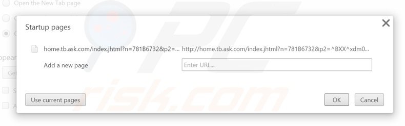 Eliminando home.tb.ask.com de la página de inicio de Google Chrome