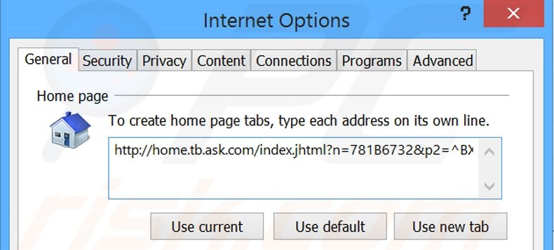 Eliminando home.tb.ask.com de la página de inicio de Internet Explorer
