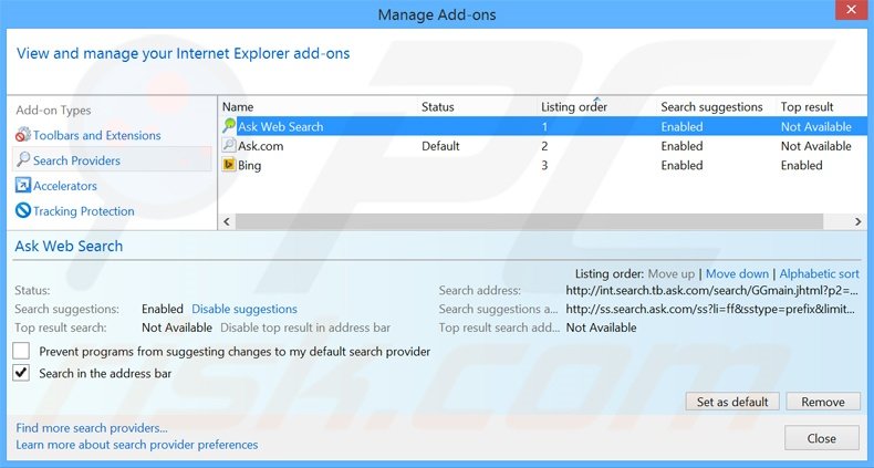 Eliminando home.tb.ask.com del motor de búsqueda por defecto de Internet Explorer