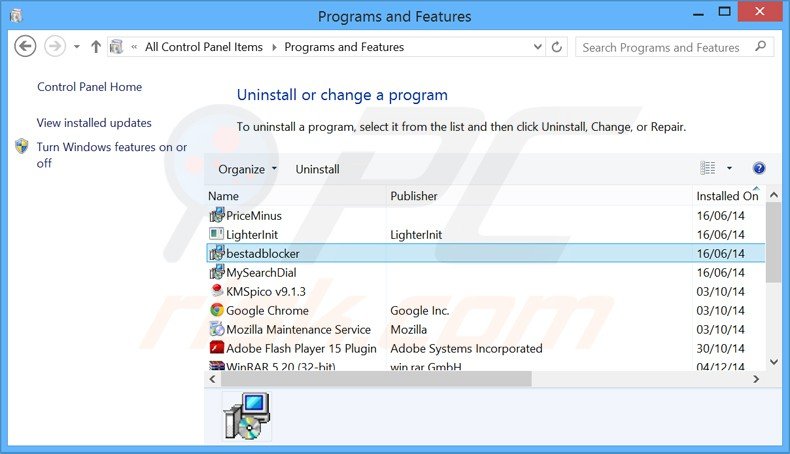 desinstalar el secuestrador de navegadores websearch.hotsearches.info desde el Panel de control