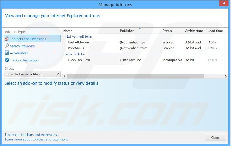 Eliminando de Internet Explorer las extensiones relacionadas con mysearch123.com